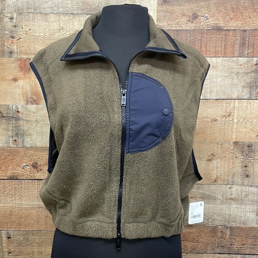 FP Movement by Free People Women's Olive Basecamp Sherpa Vest Medium